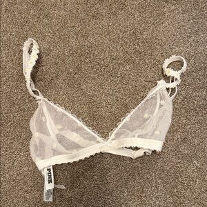 Sheer White Floral Bralette Dasie Strap Victorious Secret PINK